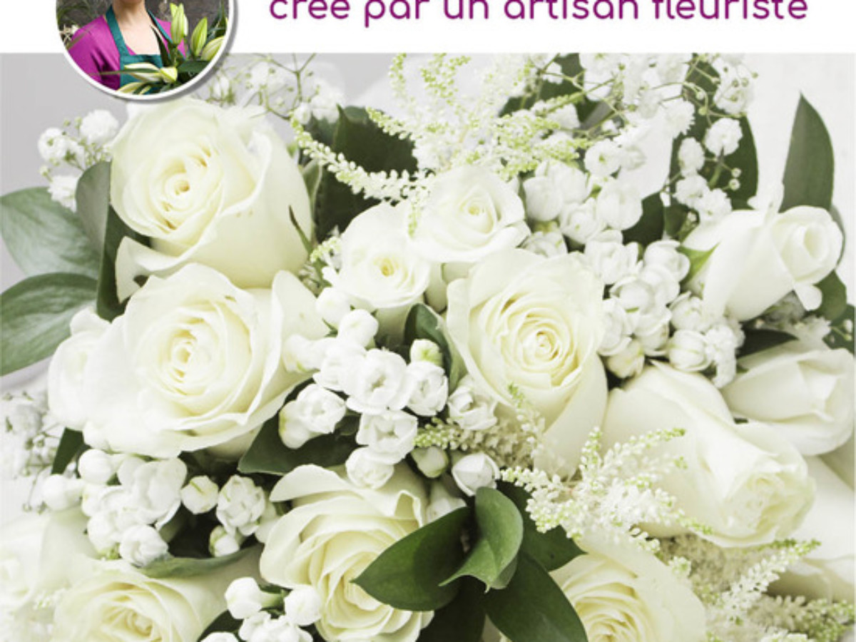 Bouquet du fleuriste pour deuil - blanc - Au Coin De Ma Rue
