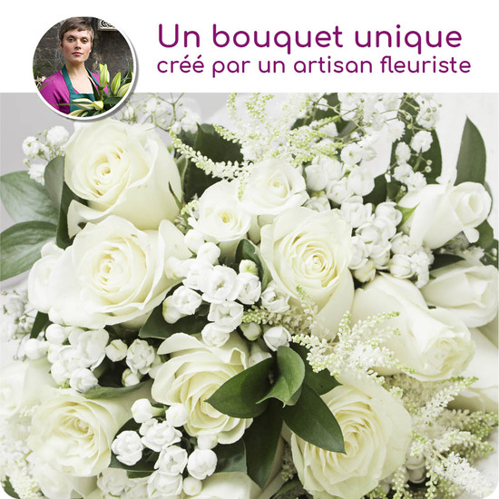 Bouquet du fleuriste pour deuil - blanc - Au Coin De Ma Rue