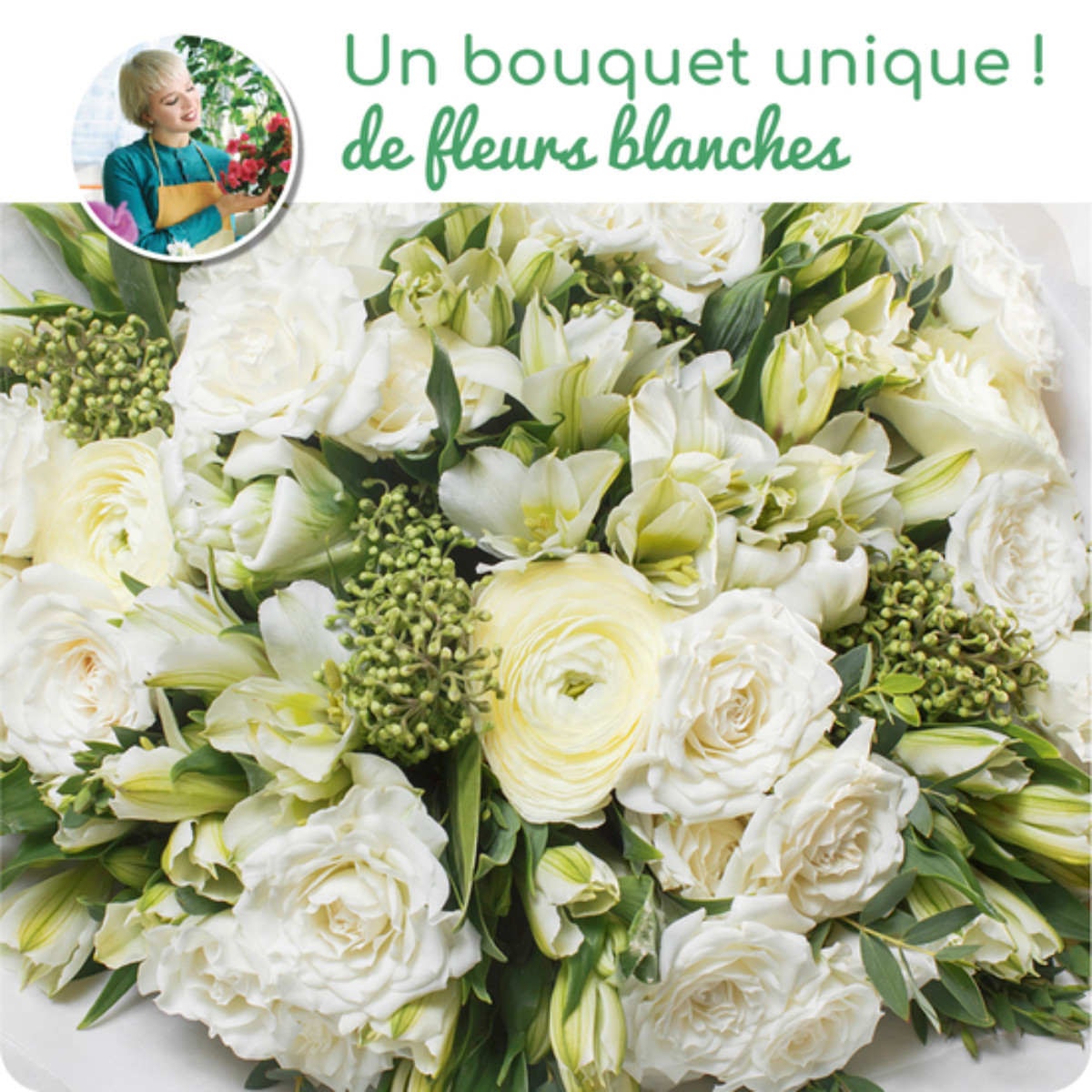 Bouquet du fleuriste Blanc - Au Coin De Ma Rue